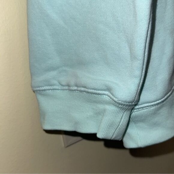 PELOTON L Mint Blue Green Classic Fleece Interior Crewneck Pullover Sweatshirt - Picture 7 of 15